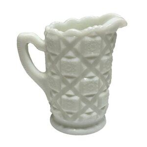 Vintage Westmoreland Creamer Milk Glass Old Quilt Pattern 1940's Farmhouse‎ Mint
